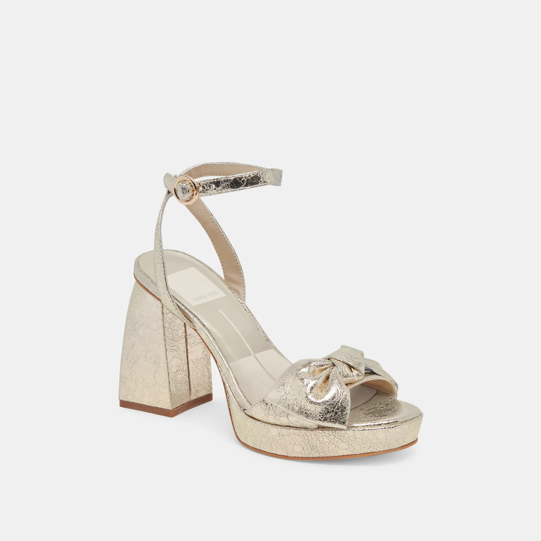 Pacie Heel in Platinum Distressed Leather