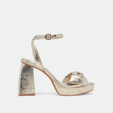 Load image into Gallery viewer, Pacie Heel in Platinum Distressed Leather
