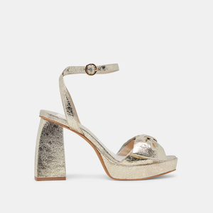 Pacie Heel in Platinum Distressed Leather