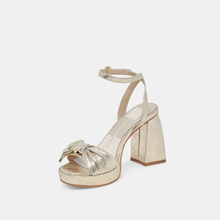 Load image into Gallery viewer, Pacie Heel in Platinum Distressed Leather
