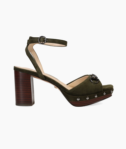 Anara Platform Heel in Olive Suede