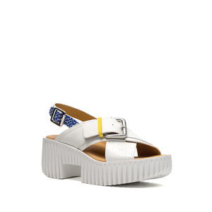 Plia Juno Sandal in White Mix