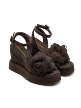 Load image into Gallery viewer, Rita Wedge in Chocolate Suede
