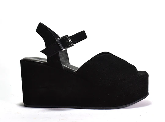 Jenna Wedge in Black Suede